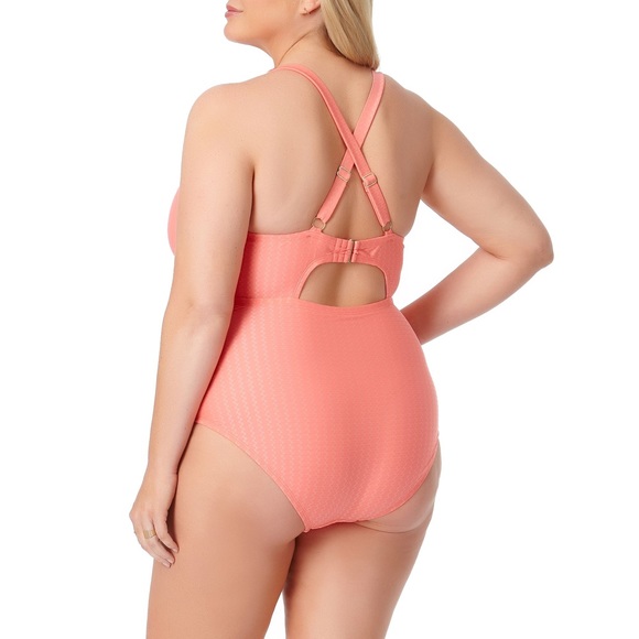Terra & Sky faux tankini swimsuit - coral - Picture 2 of 5